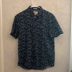 Penguin Button-Up Short Sleeve Dress Shirt Flower